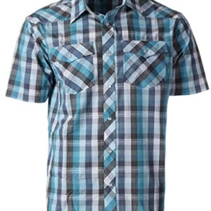 Gioberti Men's Short Sleeve Plaid Western Shirt, Blue Checkered, Medium