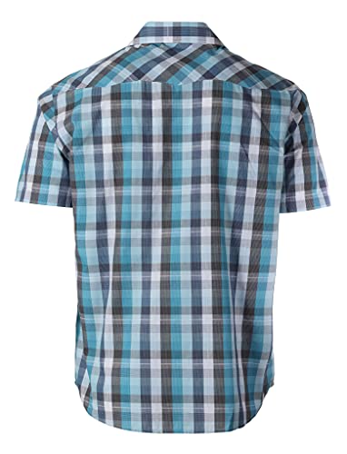 Gioberti Men's Short Sleeve Plaid Western Shirt, Blue Checkered, Medium