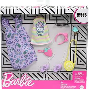 Barbie Storytelling Fashion Pack of Doll Clothes Inspired by Hello Kitty & Friends: Dress, Top & 6 Sweet-Themed Accessories Dolls, Gift for 3 to 8 Year Olds