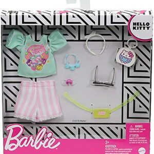 Barbie Storytelling Fashion Pack of Doll Clothes Inspired by Hello Kitty & Friends: Aqua Kawaii Tokyo Top, Striped Shorts & 6 Accessories Dolls, Gift for 3 to 8 Year Olds