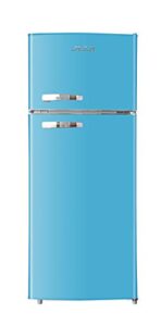 rca rfr1055-blue, retro 2 door apartment size refrigerator with freezer, 10, blue, cu ft