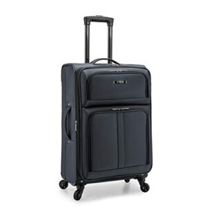 u.s. traveler anzio softside expandable spinner luggage, dark grey, checked-medium 26-inch