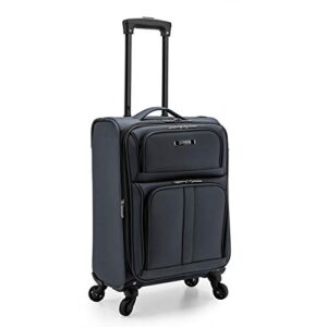 U.S. Traveler Anzio Softside Expandable Spinner Luggage, Dark Grey, Carry-on 22-Inch