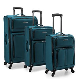 u.s. traveler anzio softside expandable spinner luggage, teal, 3-piece set (22/26/30)