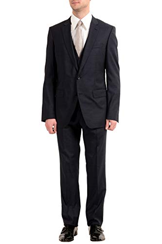 Hugo Boss "Huge6/Genius4WE Men's 100% Wool Three-Piece Suit US 40L IT 50L Blue