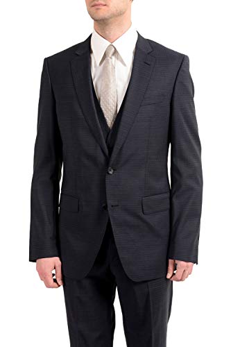 Hugo Boss "Huge6/Genius4WE Men's 100% Wool Three-Piece Suit US 40L IT 50L Blue