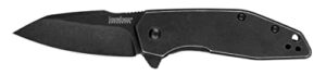 kershaw gravel pocket knife edc, 2.5" 8cr13mov steel reverse tanto blade, assisted opening folding knife,black