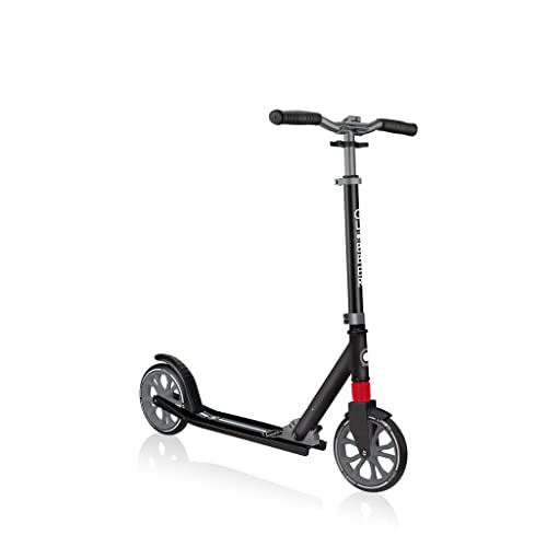 Globber 2 Wheel Kick Scooter for Teens and Adults Ages 41+ | Adjustable T-Bar Scooter with 3 Height Settings | Foldable Kick Scooter for Easy and Convinent Travel & Storage (Black & Grey)