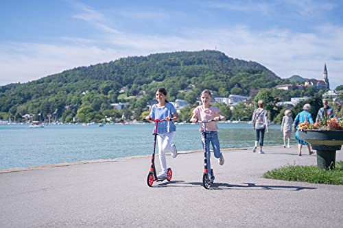 Globber 2 Wheel Kick Scooter for Teens and Adults Ages 41+ | Adjustable T-Bar Scooter with 3 Height Settings | Foldable Kick Scooter for Easy and Convinent Travel & Storage (Black & Grey)
