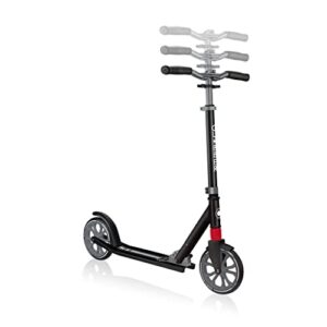 Globber 2 Wheel Kick Scooter for Teens and Adults Ages 41+ | Adjustable T-Bar Scooter with 3 Height Settings | Foldable Kick Scooter for Easy and Convinent Travel & Storage (Black & Grey)