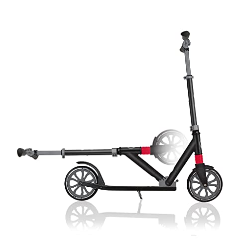 Globber 2 Wheel Kick Scooter for Teens and Adults Ages 41+ | Adjustable T-Bar Scooter with 3 Height Settings | Foldable Kick Scooter for Easy and Convinent Travel & Storage (Black & Grey)