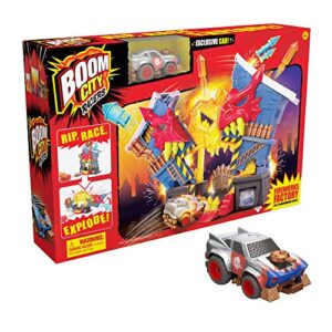 Boom City Racers - Fireworks Factory - 3 in 1 Transforming Playset - Rip, Race, Explode | Includes Exclusive Collectible Car - Thrilling Fun, Engaging Play