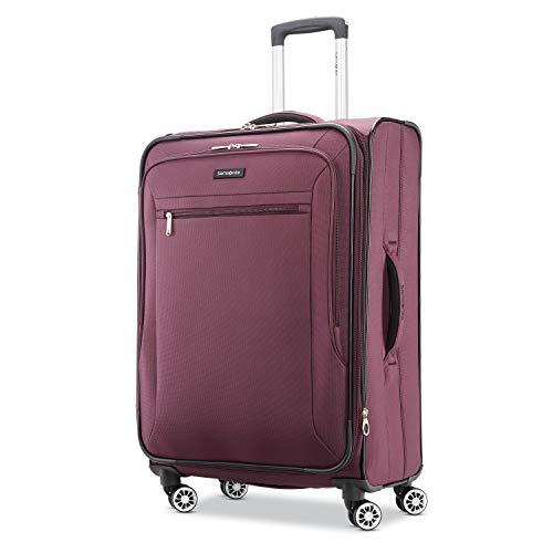 Samsonite Ascella X Softside Expandable Luggage with Spinners, Plum, Checked-Medium 25-Inch