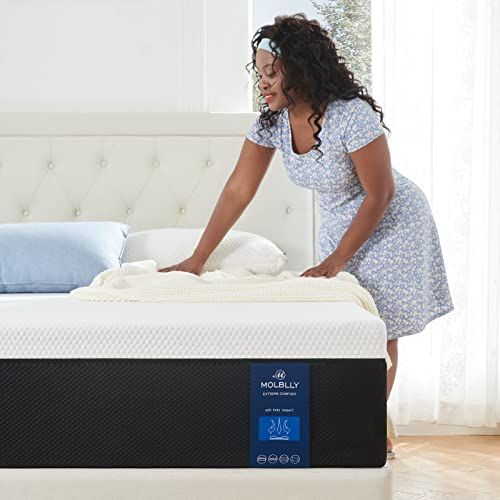 Molblly King Size Mattress, 12 Inch Premium Cooling-Gel Memory Foam Mattress Bed in a Box, Cool King Bed Supportive & Pressure Relief with Breathable Soft Fabric Cover, Medium Firm