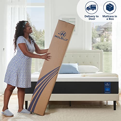 Molblly King Size Mattress, 12 Inch Premium Cooling-Gel Memory Foam Mattress Bed in a Box, Cool King Bed Supportive & Pressure Relief with Breathable Soft Fabric Cover, Medium Firm