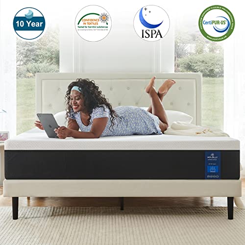 Molblly King Size Mattress, 12 Inch Premium Cooling-Gel Memory Foam Mattress Bed in a Box, Cool King Bed Supportive & Pressure Relief with Breathable Soft Fabric Cover, Medium Firm