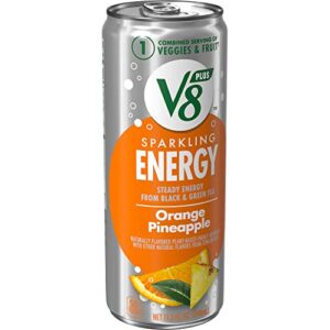 V8 +SPARKLING ENERGY Orange Pineapple Energy Drink, Made with Real Vegetable and Fruit Juices, 11.5 FL OZ Can (Pack of 12)