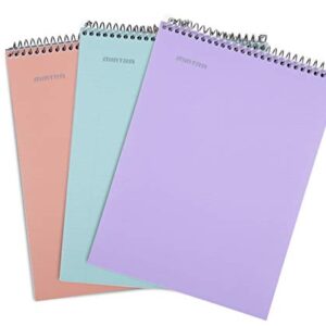 Mintra Office TOP BOUND Durable Spiral Notebooks (Lavender, Salmon, Sage Green, College Ruled 3pk)