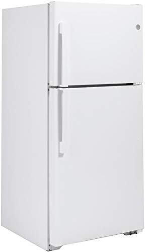 GE 30 Inch Freestanding Top Freezer Refrigerator with 19.11 cu. ft. Total Capacity, 2 Glass Shelves, 5.6 cu. ft. Freezer Capacity, Right Hinge, Crisper Drawer, Frost Free Defrost (White)