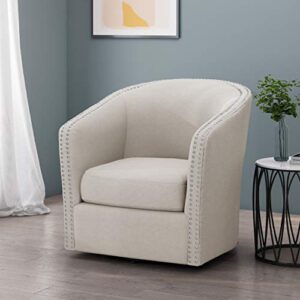 Christopher Knight Home Octavia Contemporary Fabric Swivel Chair, Wheat, Black 31.25D x 30.25W x 31.25H in