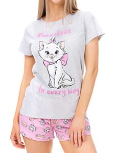 disney pajama for women | ladies aristocats pajamas | cotton short pj set grey xx-large