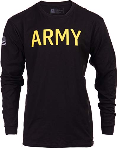 Army PT Style Shirt | U.S. Military Physical Training Workout Long Sleeve T-Shirt, Black-(LSBLK,XL)