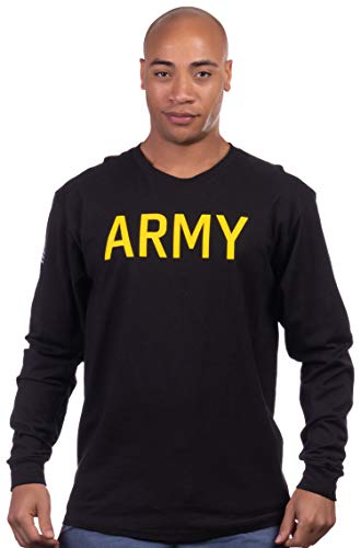 Army PT Style Shirt | U.S. Military Physical Training Workout Long Sleeve T-Shirt, Black-(LSBLK,XL)