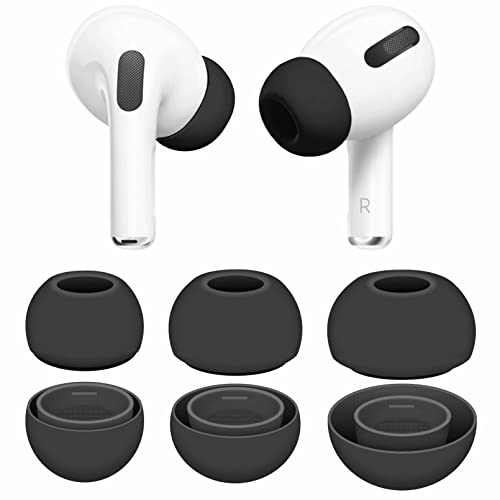 3 Pairs Compatible with AirPods Pro and Pro 2 Ear Tips Buds, Small Medium Large 3 Size Silicone Rubber Eartips Earbuds Gel Cover Accessories Compatible with AirPods Pro 2 and Pro - S/M/L Black