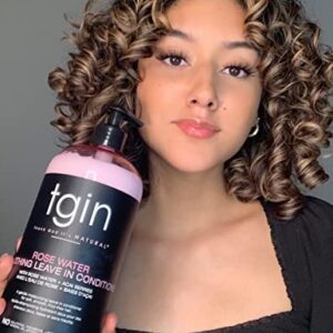 tgin Rose Water Smoothing Leave-In Conditioner for Natural Hair - Protective Styles - Curls - Waves - Detangler - Great for low porosity hair - Fine hair 13oz