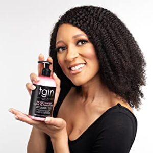 tgin Rose Water Smoothing Leave-In Conditioner for Natural Hair - Protective Styles - Curls - Waves - Detangler - Great for low porosity hair - Fine hair 13oz