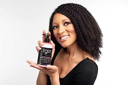 tgin Rose Water Smoothing Leave-In Conditioner for Natural Hair - Protective Styles - Curls - Waves - Detangler - Great for low porosity hair - Fine hair 13oz