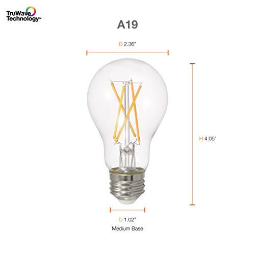 SYLVANIA LED TruWave Natural Series Light Bulb, 60W Equivalent, Efficient 8W A19, Medium Base, Dimmable, 800 Lumens, 2700K, Soft White, Clear - 6 Count (Pack of 1) (40806)