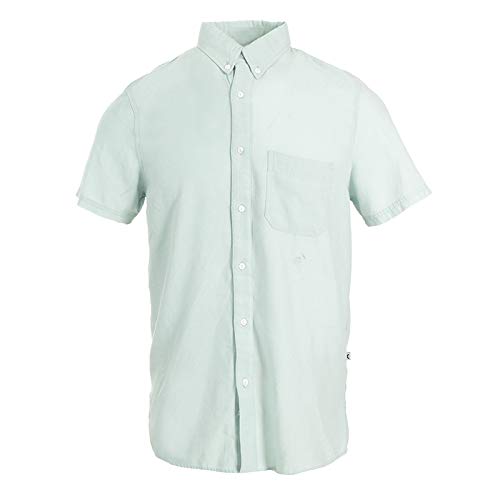 KicKee Menswear Solid Short Sleeve Button Down Woven Shirt (S, Spring Sky)