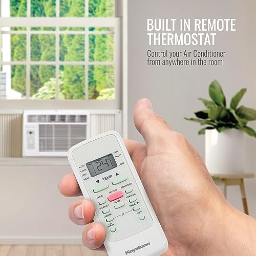 Keystone 8,000 BTU Window Mounted Air Conditioner & Dehumidifier with Smart Remote Control - Quiet Window AC Unit for Apartment, Living Room, Bathroom & Small-Medium Rooms up to 350 Sq.Ft.