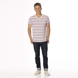 KicKee Menswear Short Sleeve Print V-Neck Tee (M, Chemistry Stripe)