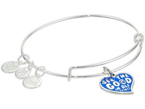 alex and ani barbie charm bangle bracelet silver/see the good in all things one size, shiny silver (as20ebbar8ss)