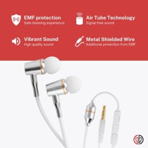 ATMOSURE Air Tube Headphones — Anti Radiation EMF Free Headphones with Carry Case, Microphone, Volume Control, Clipper and Set of Ear Tips