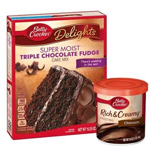betty crocker triple chocolate fudge cake mix and chocolate frosting bundle (2 items)