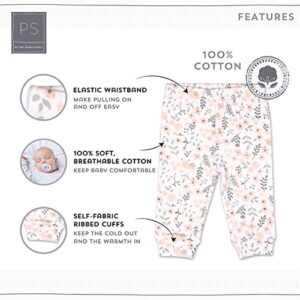 The Peanutshell Baby Girl Pants Set | 5 Pack in Newborn to 24 Month Sizes | Floral, Pink, White, Stars (as1, Age, 12_Months)