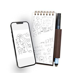 wipebook pocket pro | smart reusable pocket notebook - dry erase whiteboard notebook | 10 graph + 10 ruled pages (6" x 2.5") with dry erase marker | ideal for note-taking, charts & doodling | pocket