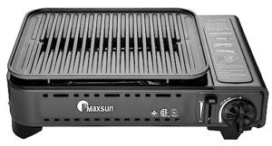 maxsun portable tabletop bbq gas grill stove with carrying case, 7,250btu, camp stove, korean style barbecue,