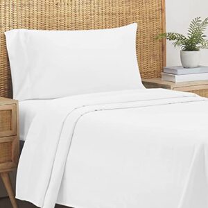 california design den twin sheets set, 100% organic cotton sheets - gots certified, percale sheets - soft, crisp & cooling sheets, deep pockets, 3 piece twin bed sheets, white sheets