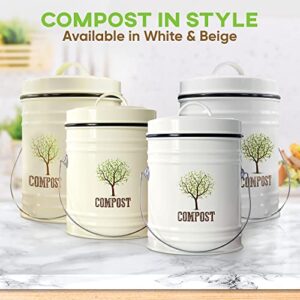 Third Rock Compost Bin Kitchen – 1.0 Gallon Countertop Compost Bin with Lid – Kitchen Compost Bin Countertop – Indoor Compost Bin Kitchen Counter Includes Inner Compost Bucket Liner - Indoor Composter