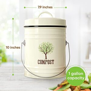 Third Rock Compost Bin Kitchen – 1.0 Gallon Countertop Compost Bin with Lid – Kitchen Compost Bin Countertop – Indoor Compost Bin Kitchen Counter Includes Inner Compost Bucket Liner - Indoor Composter