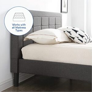 Classic Brands Mornington Upholstered Platform Bed | Headboard and Wood Frame with Wood Slat Support, Full, Grey