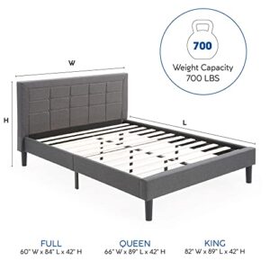Classic Brands Mornington Upholstered Platform Bed | Headboard and Wood Frame with Wood Slat Support, Full, Grey