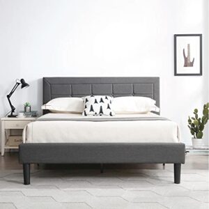 Classic Brands Mornington Upholstered Platform Bed | Headboard and Wood Frame with Wood Slat Support, Full, Grey