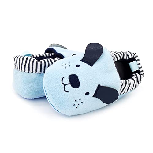 COSANKIM Infant Baby Boys Girls Slipper Soft Sole Non Skid Sneaker Moccasins Toddler First Walker Cirb House Shoes, 18-24 Months Toddler, 01 blue dog