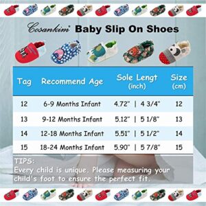 COSANKIM Infant Baby Boys Girls Slipper Soft Sole Non Skid Sneaker Moccasins Toddler First Walker Cirb House Shoes, 18-24 Months Toddler, 01 blue dog