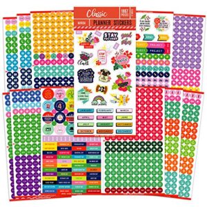 mirida planner stickers – 1867 daily icons and inspirational stickers for adults calendar, classic pack for budget, work, and holidays